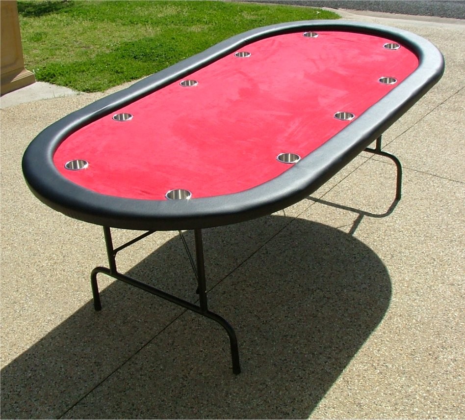Premium 84" Oval Red Poker Table w/ Stainless Steel Cups