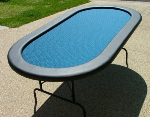 Premium 84" Oval Blue Suited Speed Cloth Poker Table