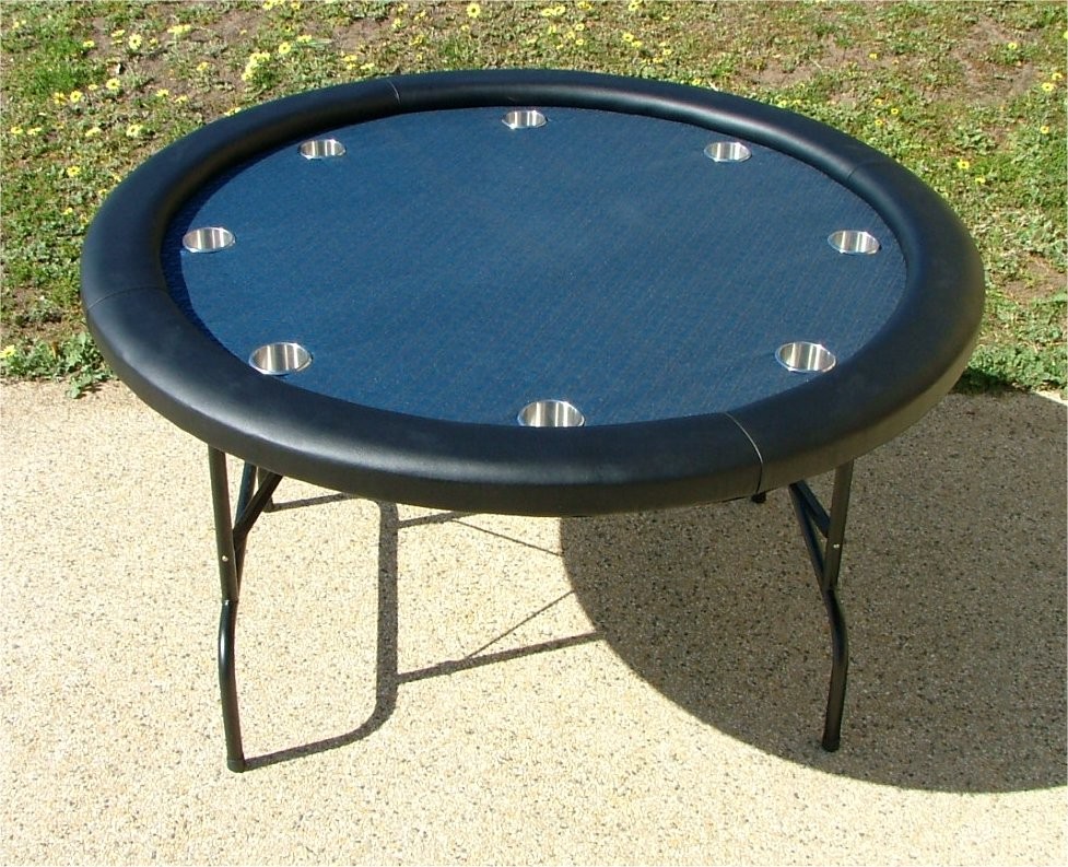 Premium 52" Round Blue Suited Speed Cloth Poker Table w/ Stainless Steel Cups