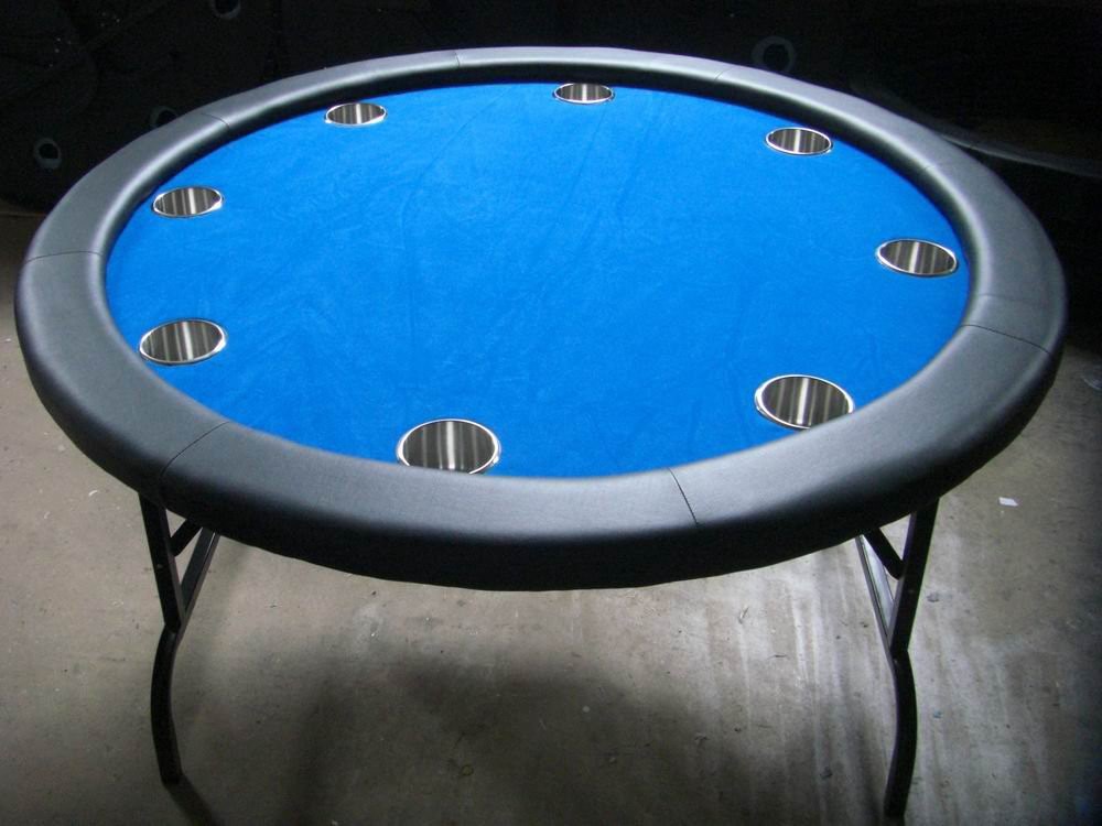 52" Round Blue Poker Table w/ Jumbo Stainless Steel Cups
