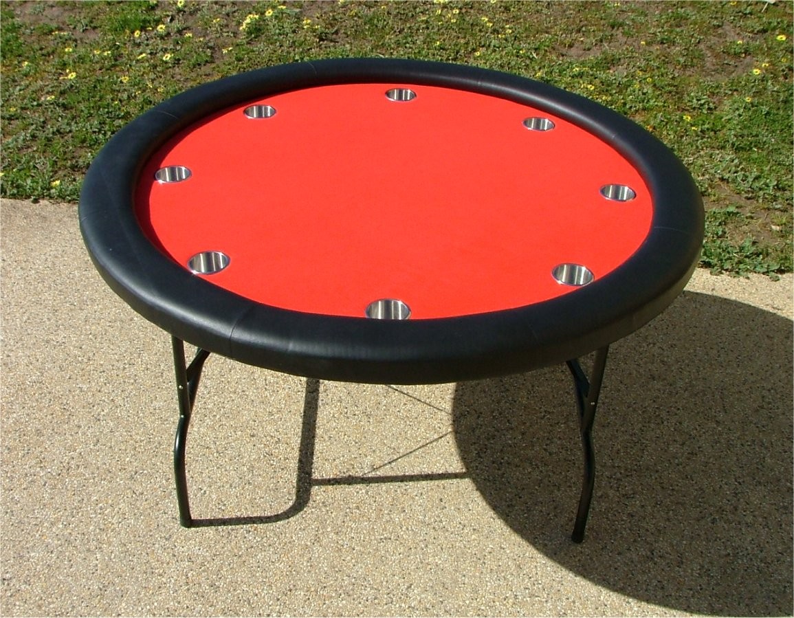 52" Round Red Poker Table w/ Stainless Steel Cups