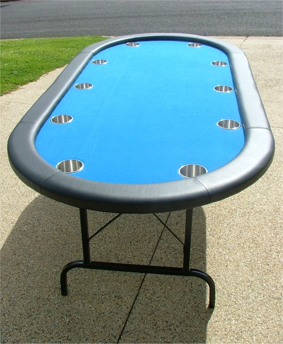 84" Oval Blue Poker Table w/ Jumbo Stainless Steel Cups