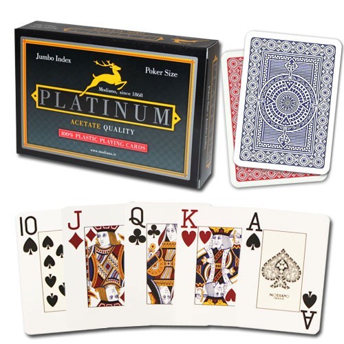 Modiano Platinum Poker Acetate Plastic Jumbo Index 2 Deck Playing Cards Set