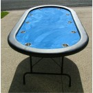 Premium 84" Oval Blue Poker Table w/ Stainless Steel Cups  - Min 20 Order 
