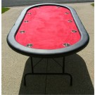 Premium 84" Oval Red Poker Table w/ Stainless Steel Cups