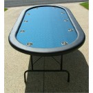 Premium 84" Oval Blue Suited Speed Cloth Poker Table w/ Stainless Steel Cups