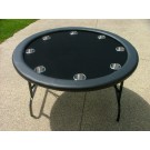 52" Round Black Poker Table w/ Stainless Steel Cups - Min 20 Order