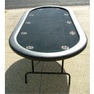 84" Oval Black Poker Table w/ Stainless Steel Cups