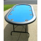 84" Oval Blue Poker Table w/ Jumbo Stainless Steel Cups