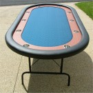 Premium 84" Oval Blue Suited Speed Cloth Poker Table w/ Racetrack & Jumbo Stainless Steel Cups