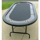 Premium 84" Oval Black Suited Speed Cloth Poker Table w/ Racetrack & Stainless Steel Cups