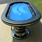 No Limit 96" Blue Casino Poker Table w/ Racetrack & Stainless Steel Cups